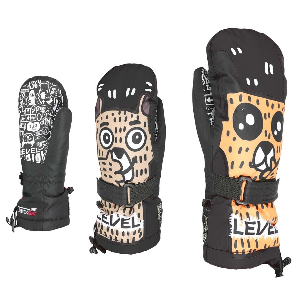 Kids JR Black/Yellow Snowboard Mitt