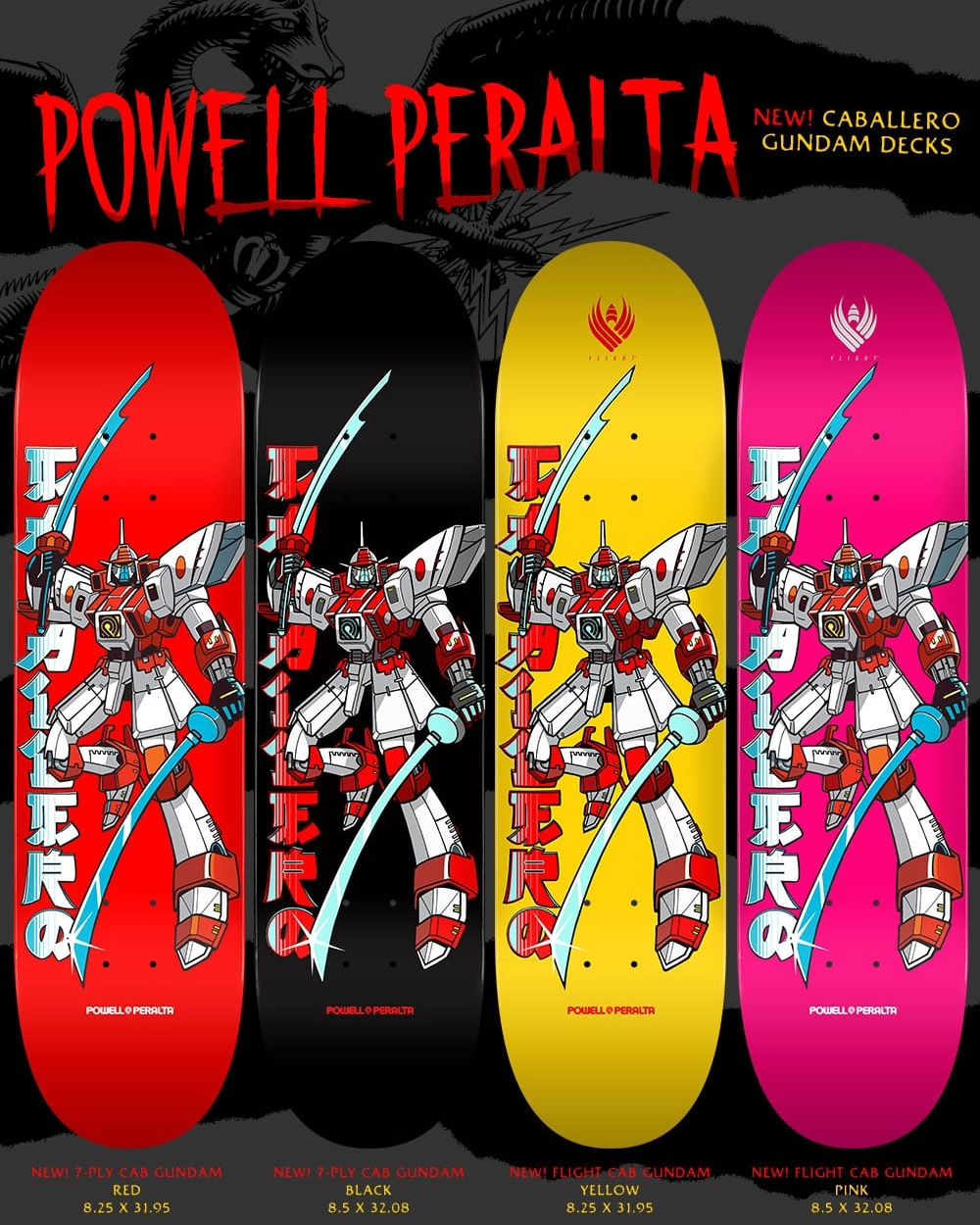 Steve Caballero Gundam FLIGHT Skateboard Deck 2025