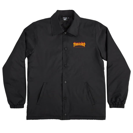 X Thrasher Flame Dot Black Skateboard Coach Jacket