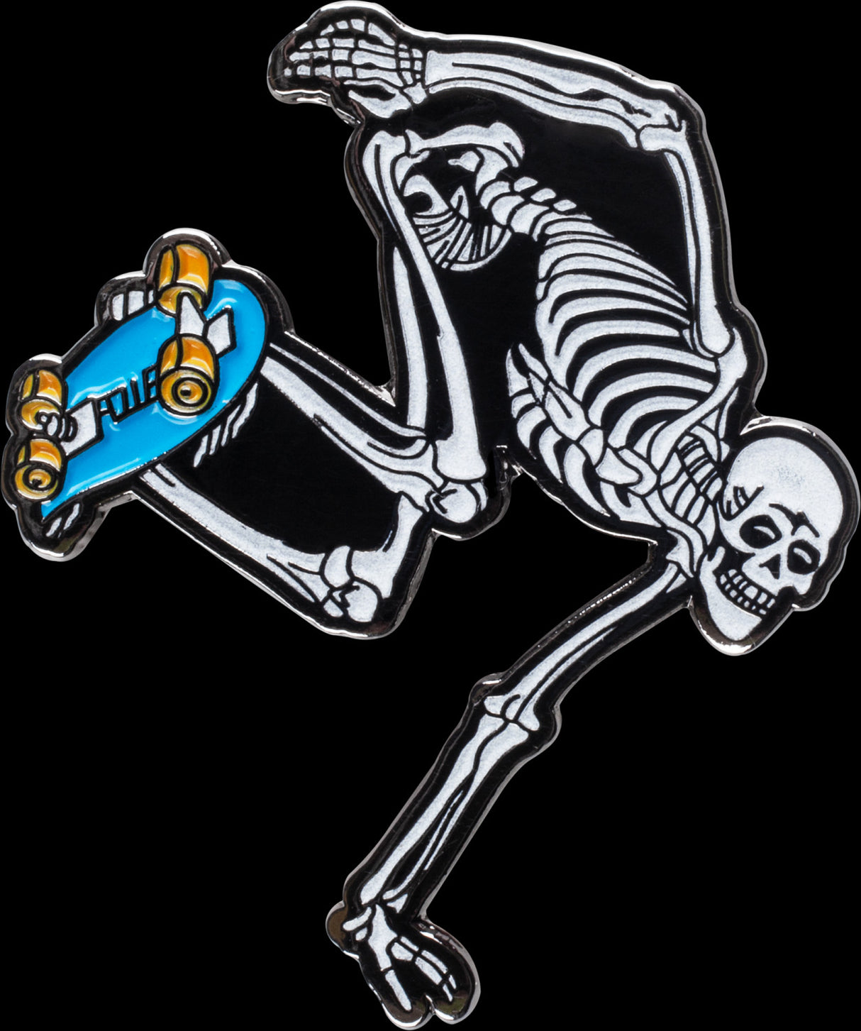 Skateboard Skeleton Glow In The Dark Lapel Pin