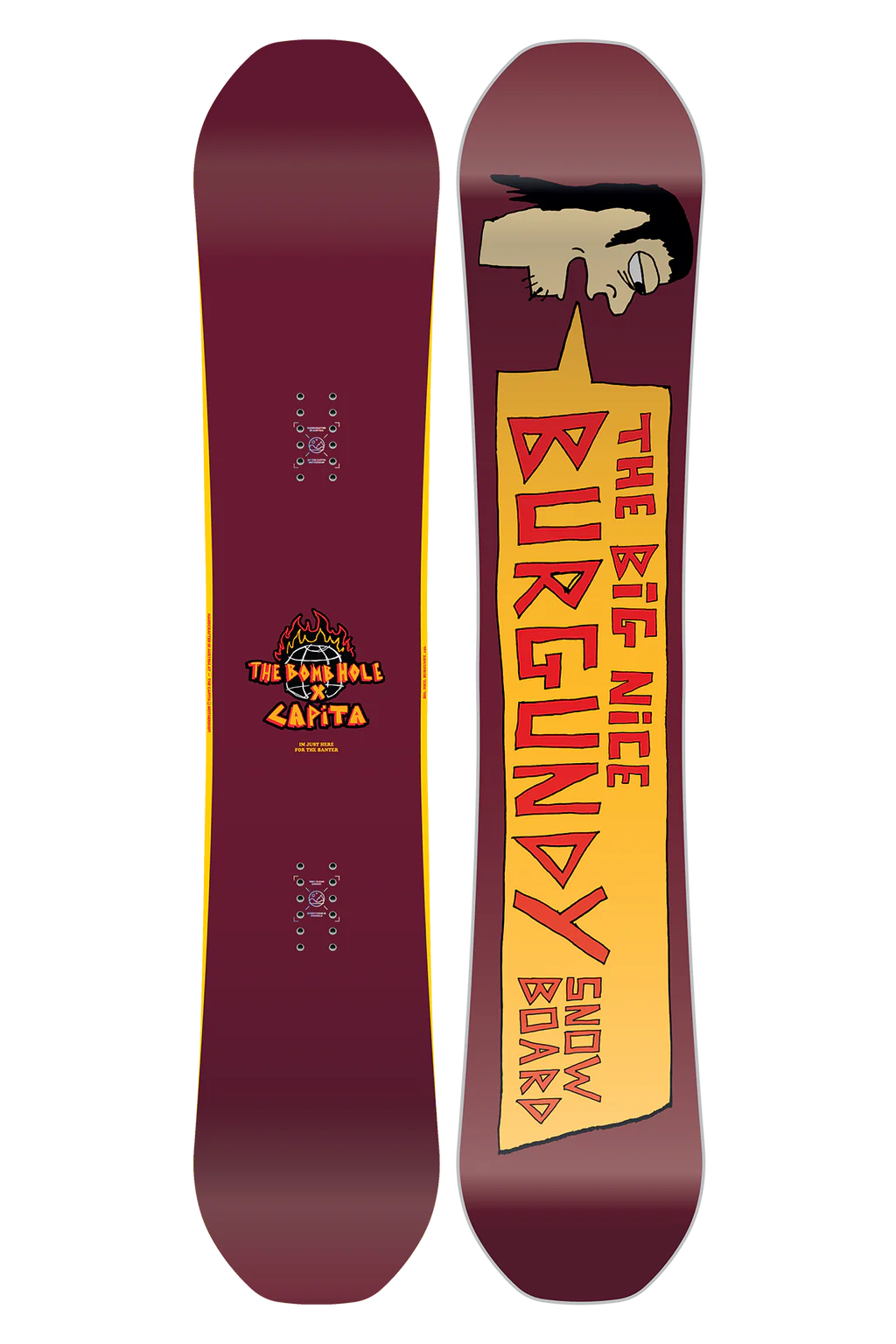 x The Bombhole THE BIG NICE BURGUNDY SNOWBOARD