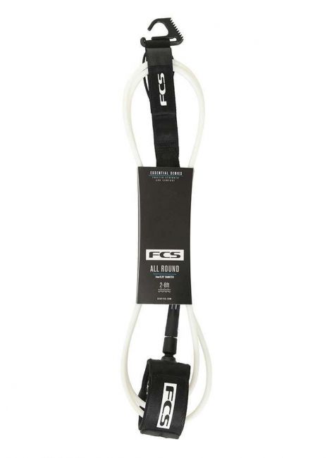 7′ All Round Essential White/Black Surfboard Leash