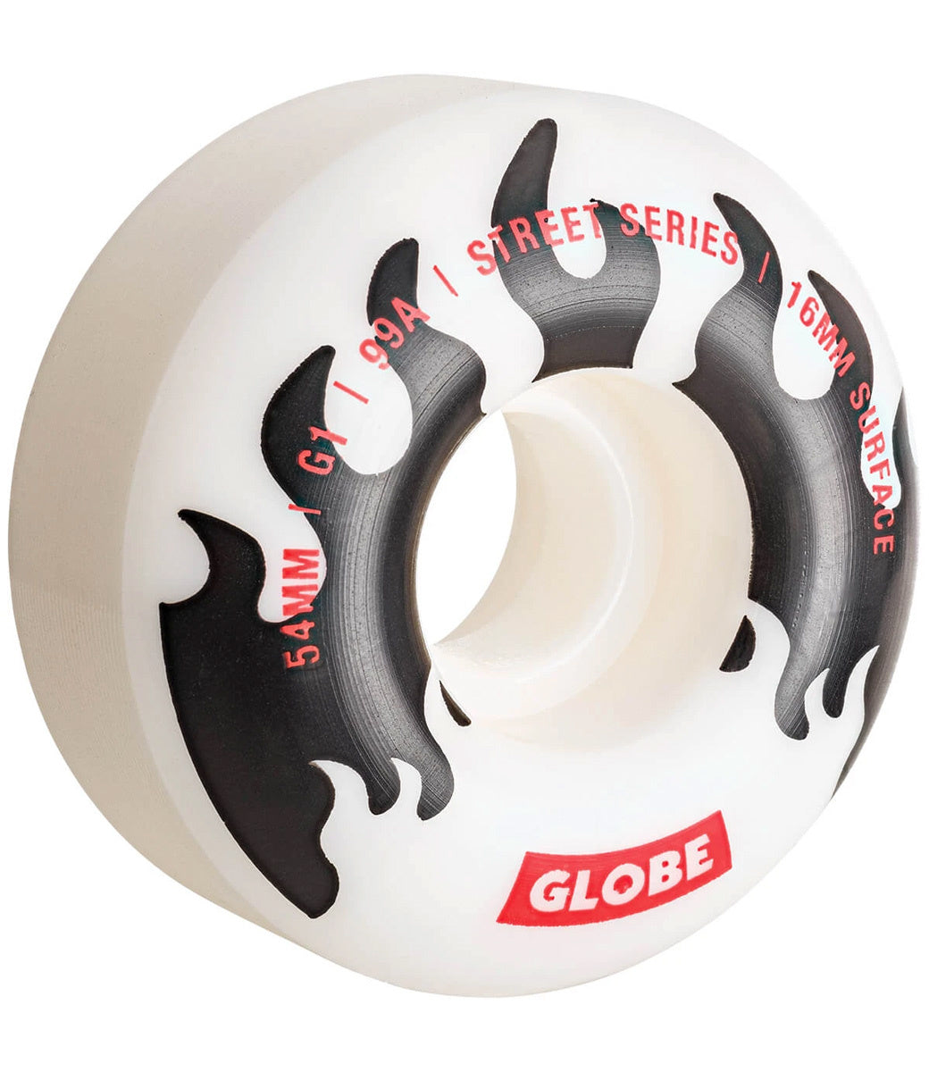 G1 Premium Skateboard Wheels 54mm 99A White/Black/Flame