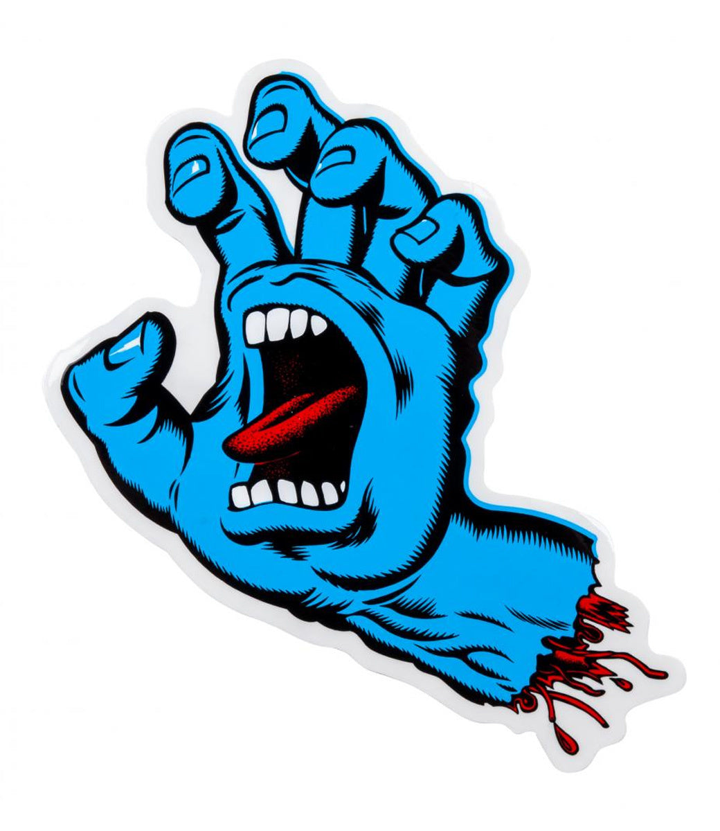 6" Screaming Hand Blue Skateboard Sticker