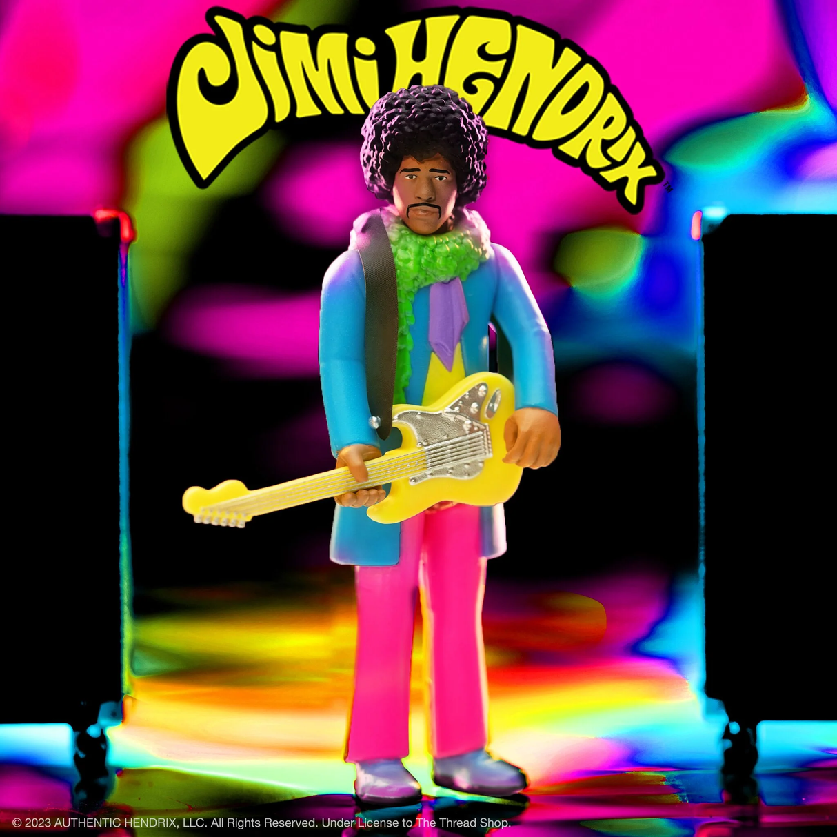 Jimi Hendrix Blacklight Multicolored ReAction Figure 2024