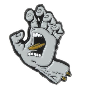 Screaming Hand Pin Badge Grey