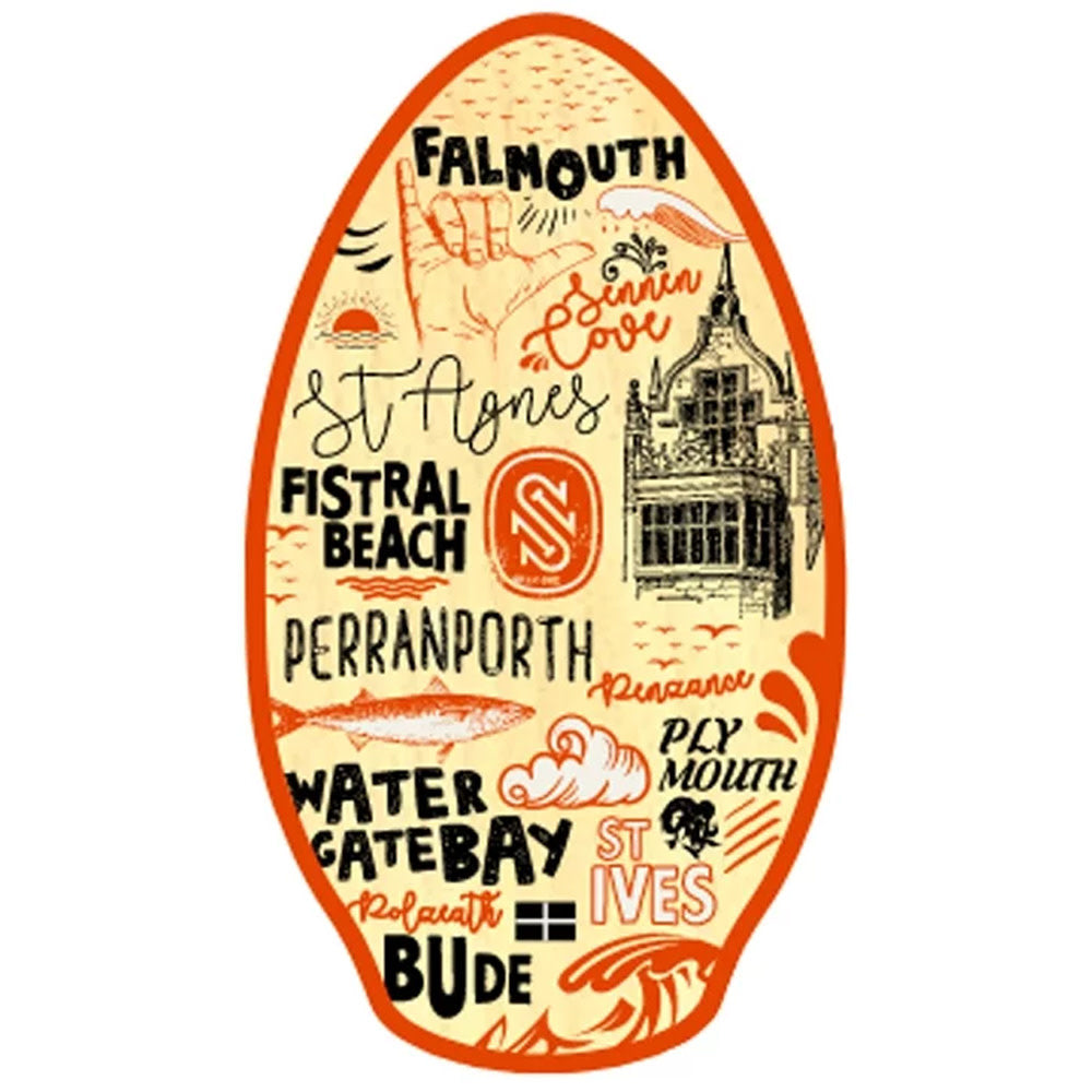 41" United Kingdom Orange Wooden Skimboard