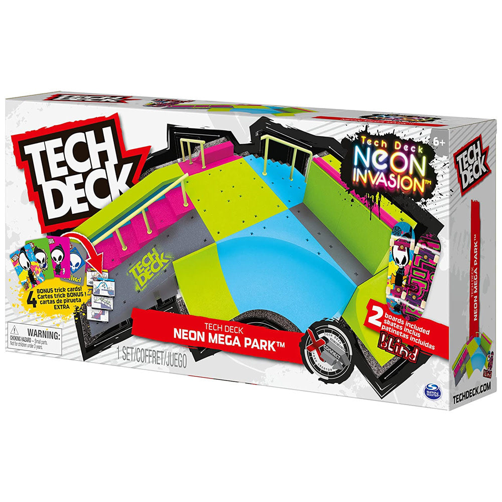 Neon Mega Park X-Connect Creator, Glow-in-The-Dark Customizable Ramp Set with Two Fingerboards 2023