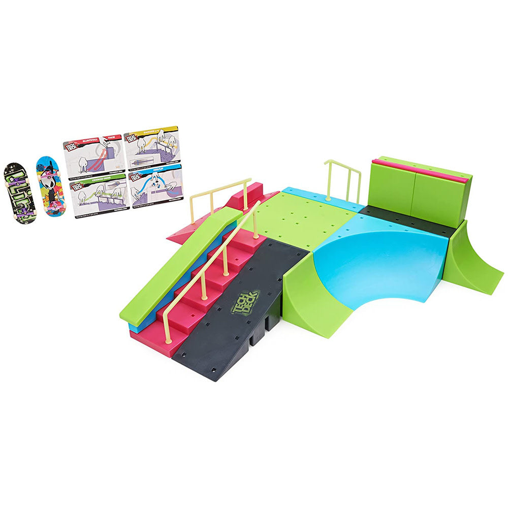 Neon Mega Park X-Connect Creator, Glow-in-The-Dark Customizable Ramp Set with Two Fingerboards 2023