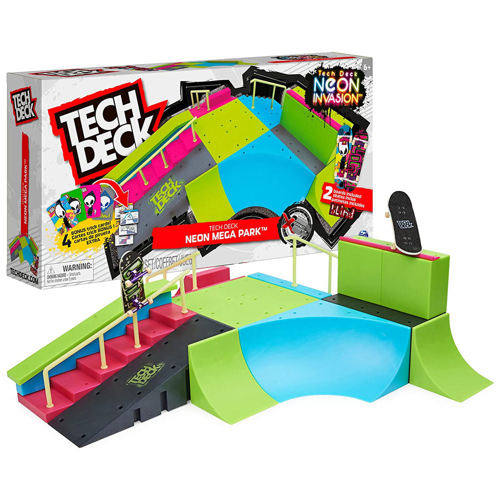 Neon Mega Park X-Connect Creator, Glow-in-The-Dark Customizable Ramp Set with Two Fingerboards 2023