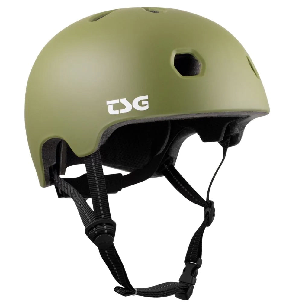 Meta Solid Color Satin Olive Skateboard Helmet