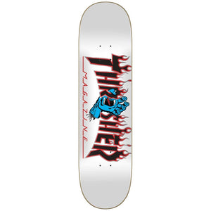 8.0" X Thrasher Screaming Flame Logo White Skateboard Deck