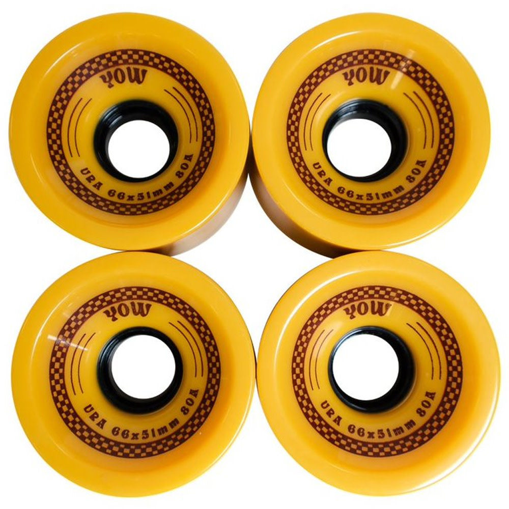 80A 66mm x 51mm Ura SHR Surfskate Yellow Wheels Pack 2023